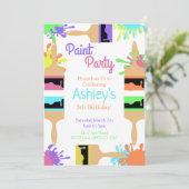 Uitnodiging voor verfpaintparty, kunstparty, verja (Staand voorkant)
