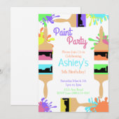 Uitnodiging voor verfpaintparty, kunstparty, verja (Voorkant / Achterkant)