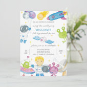 Uitnodiging voor verjaardag astronaut (Staand voorkant)