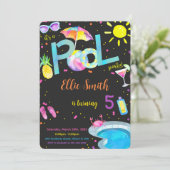 Uitnodiging voor verjaardag bewerkbare pool (Staand voorkant)