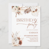 Uitnodiging voor verjaardag Boho Pampas (Voorkant)