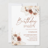 Uitnodiging voor verjaardag Boho Pampas (Voorkant)