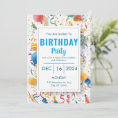 Uitnodiging voor verjaardag Burst of Joy (Staand voorkant)