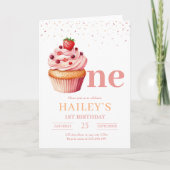 Uitnodiging voor verjaardag Cupcake, 1e verjaardag (Voorkant)