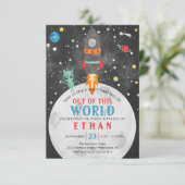 Uitnodiging voor verjaardag in de ruimte - elke le (Staand voorkant)