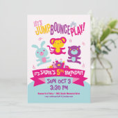 Uitnodiging voor verjaardag *Jump, Bounce & Play* (Staand voorkant)