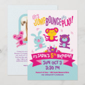 Uitnodiging voor verjaardag *Jump, Bounce & Play* (Voorkant / Achterkant)