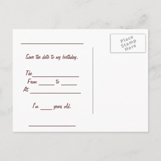 Uitnodiging voor verjaardag Kindertekening (Achterkant)