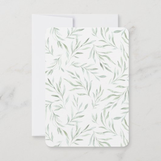 Uitnodiging voor verjaardag met delicate groene ge (Achterkant)