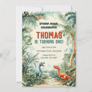 Uitnodiging voor verjaardag met dinosaurusthema