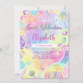 Uitnodiging voor verjaardag met eetbare snoepjes (Voorkant)