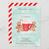 Uitnodiging voor verjaardag met Kerstmis met koekj (Voorkant / Achterkant)