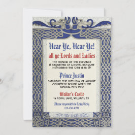 Uitnodiging voor verjaardag middeleeuwse renaissan