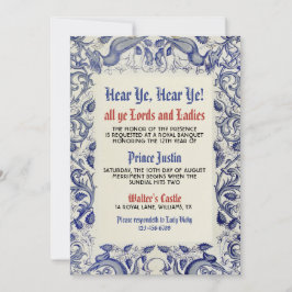 Uitnodiging voor verjaardag middeleeuwse renaissan