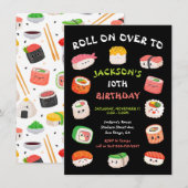 Uitnodiging voor verjaardag Sushi (Voorkant / Achterkant)