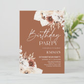 Uitnodiging voor verjaardag Terracotta Boho Pampas (Staand voorkant)