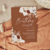 Uitnodiging voor verjaardag Terracotta Boho Pampas