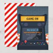 Uitnodiging voor verjaardag van arcade-spel (Voorkant / Achterkant)