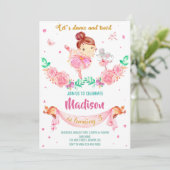 Uitnodiging voor verjaardag van Ballerina (Staand voorkant)