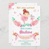 Uitnodiging voor verjaardag van Ballerina (Voorkant / Achterkant)