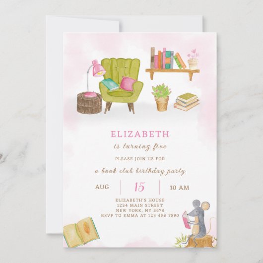 Uitnodiging voor verjaardag van bibliotheek (Voorkant)