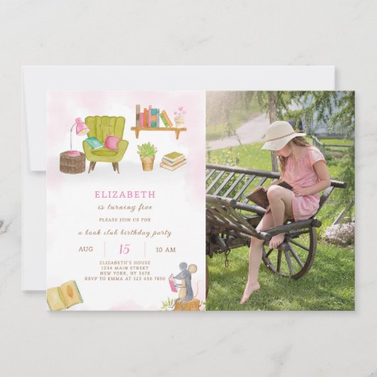 Uitnodiging voor verjaardag van bibliotheek met fo (Voorkant)