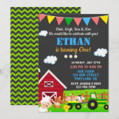 Uitnodiging voor verjaardag van boerderij Roodbarn (Voorkant / Achterkant)