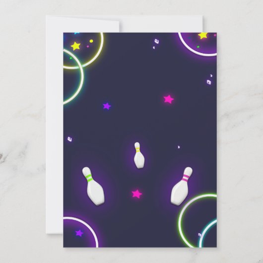 Uitnodiging voor verjaardag van Bowling Neon Glow (Achterkant)