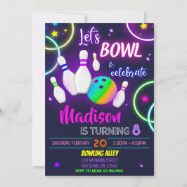 Uitnodiging voor verjaardag van Bowling Neon Glow