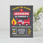 Uitnodiging voor verjaardag van brandweerauto of b (Staand voorkant)