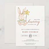 Uitnodiging voor verjaardag van Bunny baby (Voorkant / Achterkant)