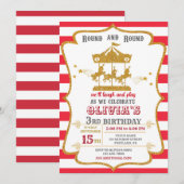 Uitnodiging voor verjaardag van Carrousel (Voorkant / Achterkant)