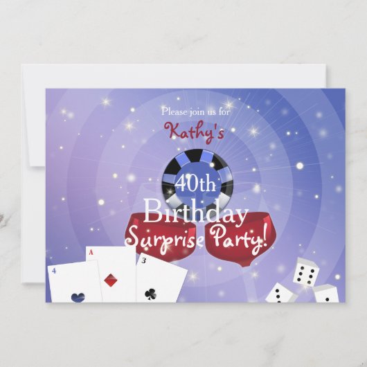 Uitnodiging voor verjaardag van Casino-Vegas-stijl (Voorkant)