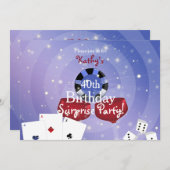 Uitnodiging voor verjaardag van Casino-Vegas-stijl (Voorkant / Achterkant)