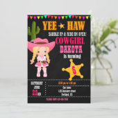 Uitnodiging voor verjaardag van Cowgirl Land Weste (Staand voorkant)