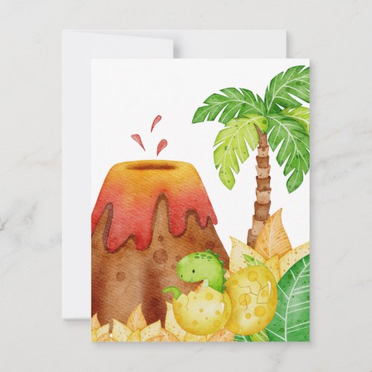 Uitnodiging voor verjaardag van Dinosaur (Achterkant)