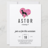 Uitnodiging voor verjaardag van een Duitse Dog (Voorkant)