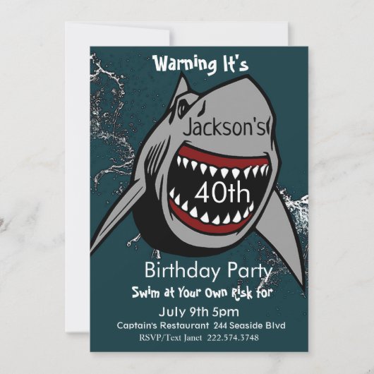 Uitnodiging voor verjaardag van een haai, aanval v (Voorkant)