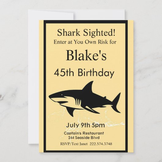 Uitnodiging voor verjaardag van een haai, aanval v (Voorkant)