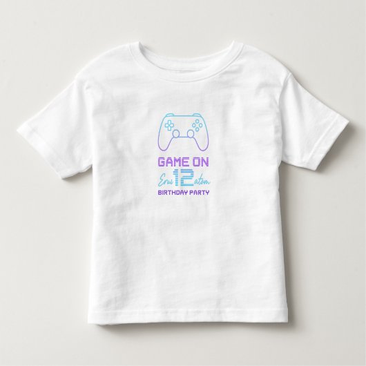 Uitnodiging voor verjaardag van gamer – Neon spelc Kinder Shirts (Voorkant)