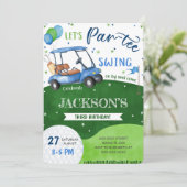 Uitnodiging voor verjaardag van golf bewerkbaar (Staand voorkant)