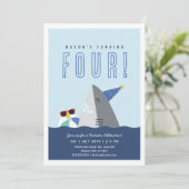 Uitnodiging voor verjaardag van haai (Staand voorkant)