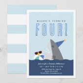 Uitnodiging voor verjaardag van haai (Voorkant / Achterkant)