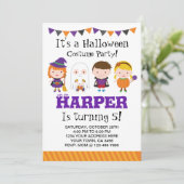 Uitnodiging voor verjaardag van Halloween, Costume (Staand voorkant)