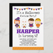 Uitnodiging voor verjaardag van Halloween, Costume (Voorkant / Achterkant)