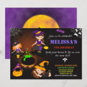 Uitnodiging voor verjaardag van Halloween Witch sa (Voorkant / Achterkant)