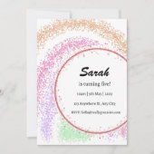 uitnodiging voor verjaardag van het kleurrijke en  (Voorkant)