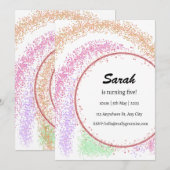 uitnodiging voor verjaardag van het kleurrijke en  (Voorkant / Achterkant)