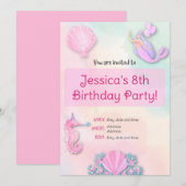 Uitnodiging voor verjaardag van het regenboogmeisj (Voorkant / Achterkant)