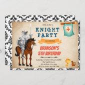 Uitnodiging voor verjaardag van het thema Knight p (Voorkant / Achterkant)